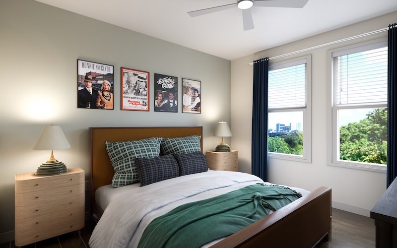 bedroom with windows